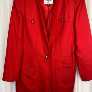 Vintage Kasper for A.S.L Red Blazer Gold Button Longline Size 14